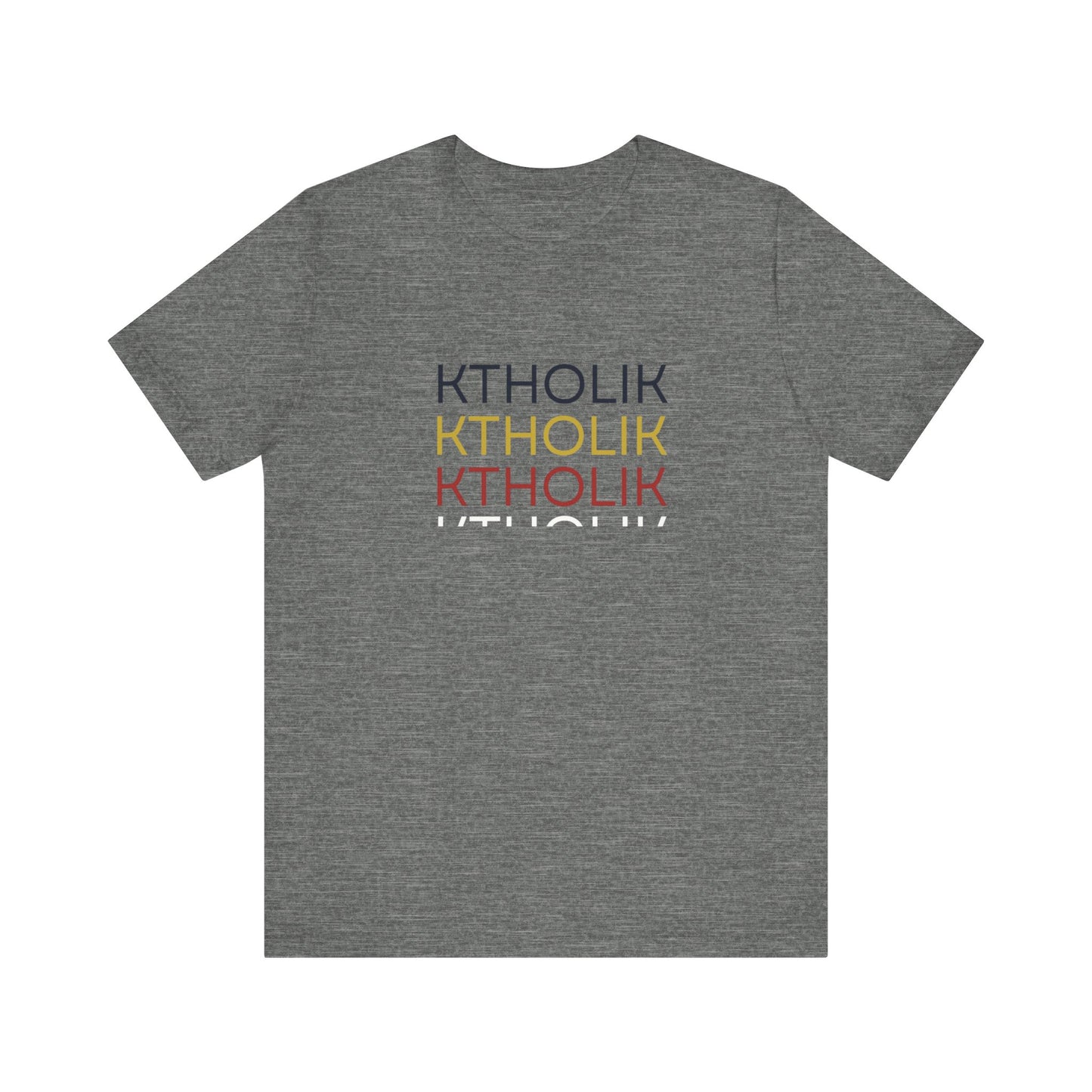 KTHOLIK Unisex Jersey Short Sleeve Tee – Graphic Shield Design for Faith and Style