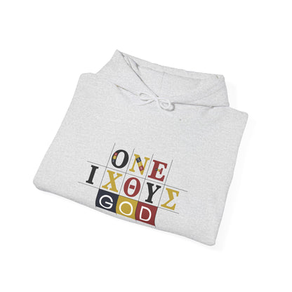 ONE 3 IXO DBA KTHOLIK LETT  Graphic Unisex Heavy Blend™ Hooded Sweatshirt - Casual Cozy Apparel