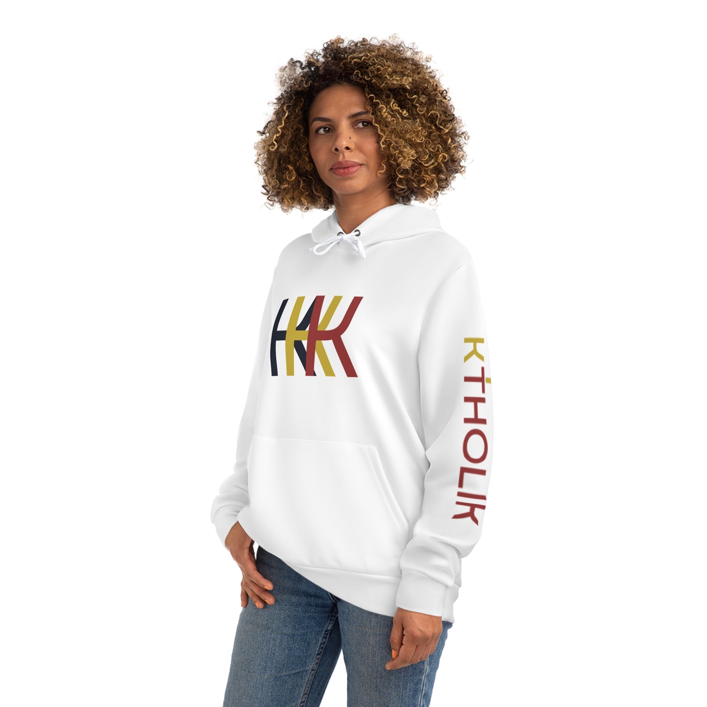 KKK Stylish White Fashion Hoodie with Graphic Print