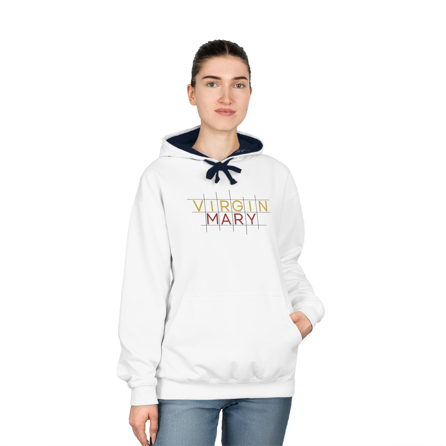 VMary Unisex Varsity Hoodie with Shield Design - Stylish Comfort for Sports and Casual Wear