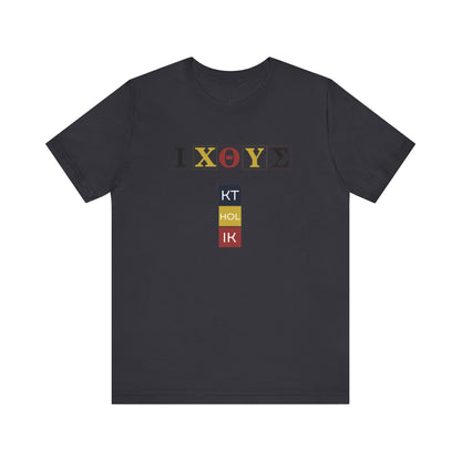 IXO  Unisex Jersey Short Sleeve Tee – Graphic Shield Design for Faith and Style