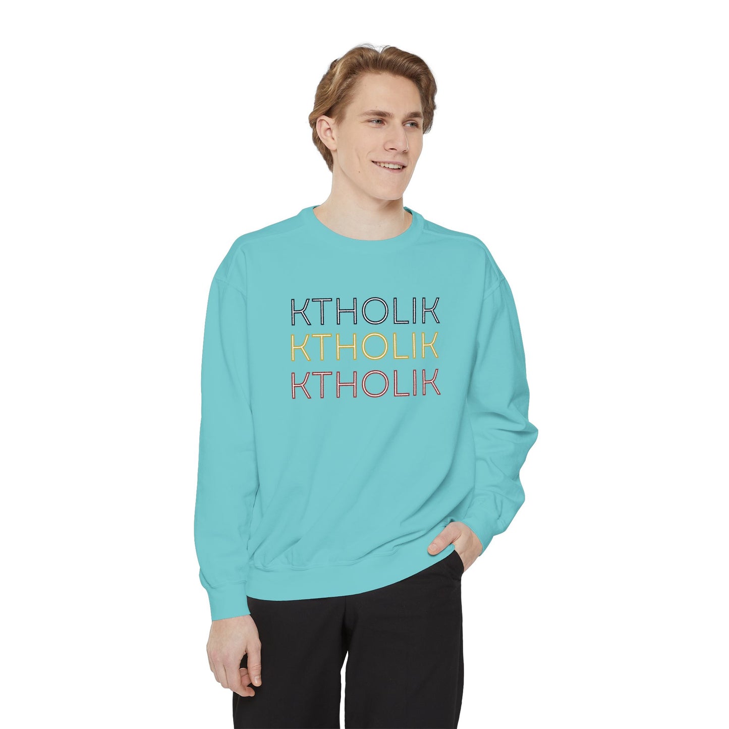 Unisex Garment-Dyed Sweatshirt - Stylish Shield Design