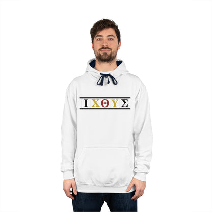 IXO. BlueKKK Unisex Varsity Hoodie with Shield Design - Stylish Comfort for Sports and Casual Wear