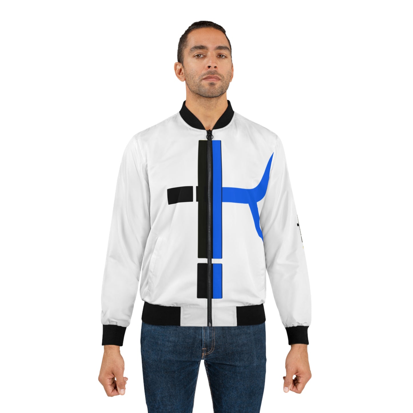 Stylish Men's Bomber Jacket with Modern Art Design - Perfect for Casual Wear