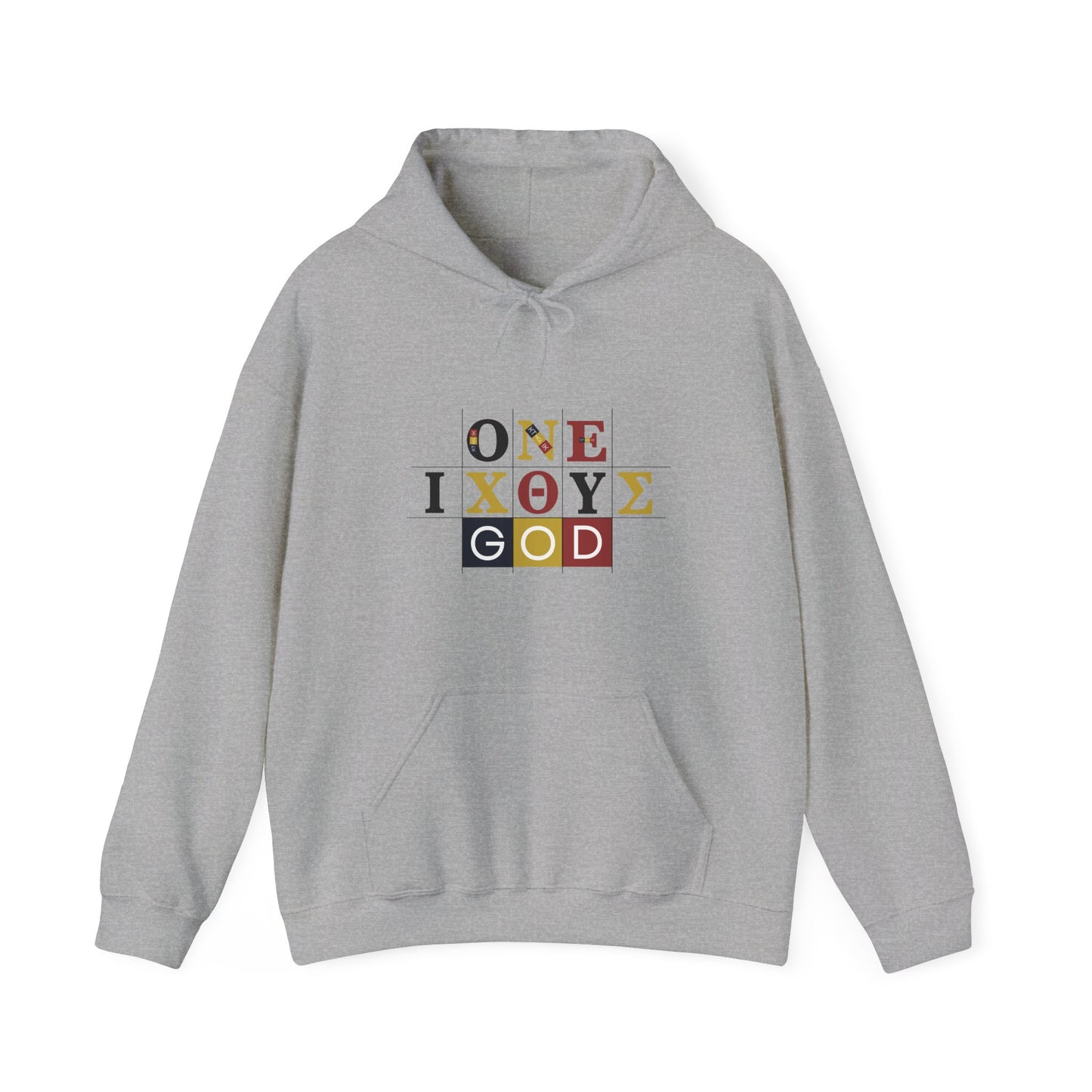 ONE 3 IXO DBA KTHOLIK LETT  Graphic Unisex Heavy Blend™ Hooded Sweatshirt - Casual Cozy Apparel