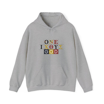 ONE 3 IXO DBA KTHOLIK LETT  Graphic Unisex Heavy Blend™ Hooded Sweatshirt - Casual Cozy Apparel