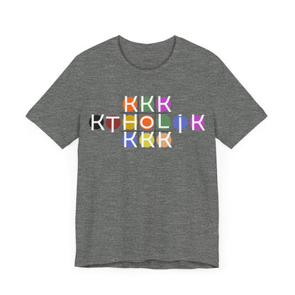 NAME K SPHERES  KTHOLIK Unisex Jersey Short Sleeve Tee – Graphic Shield Design for Faith and Style