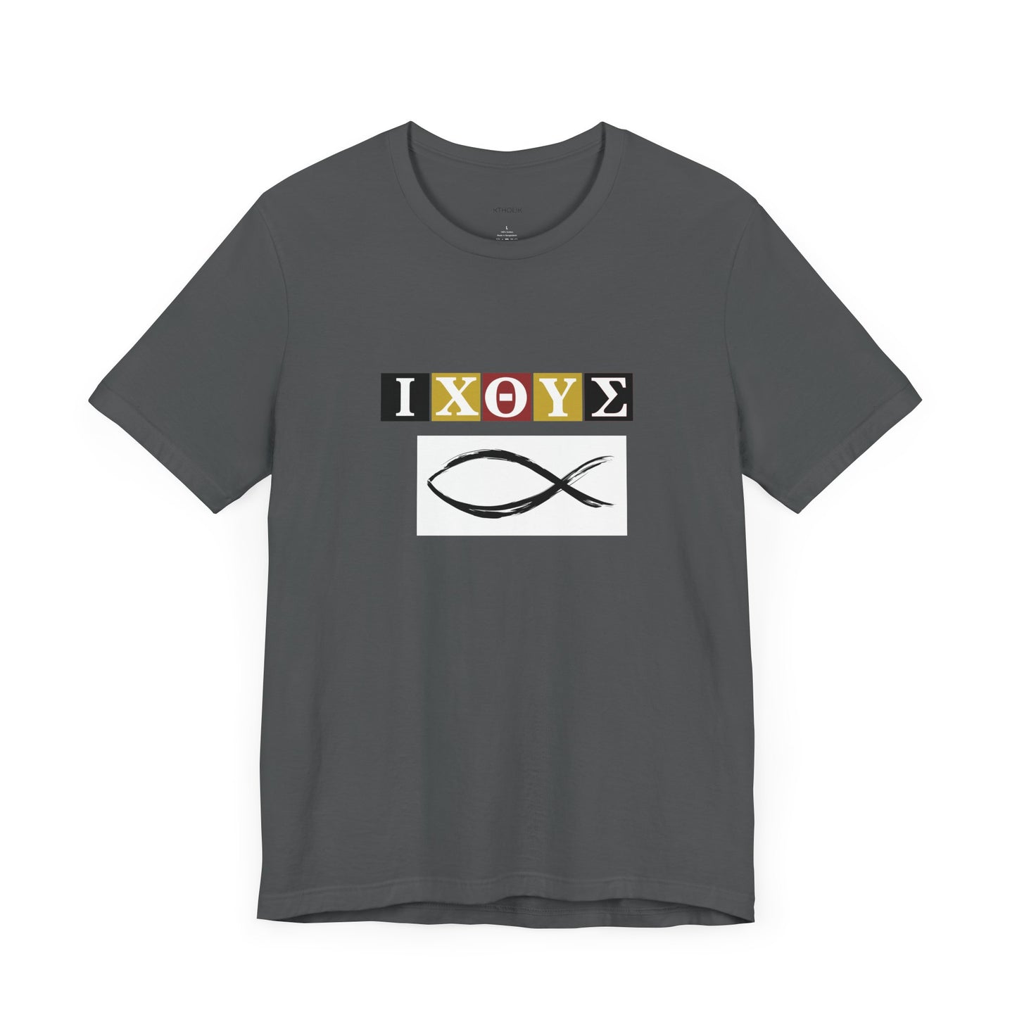 FISH IXO  Unisex Jersey Short Sleeve Tee – Graphic Shield Design for Faith and Style