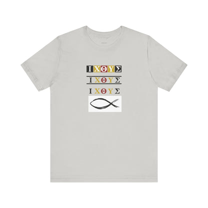 3FISH IXO  Unisex Jersey Short Sleeve Tee – Graphic Shield Design for Faith and Style