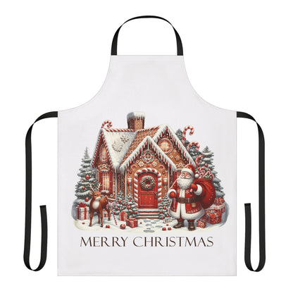 Christmas Themed Apron with 5-Color Straps - Merry Christmas Design