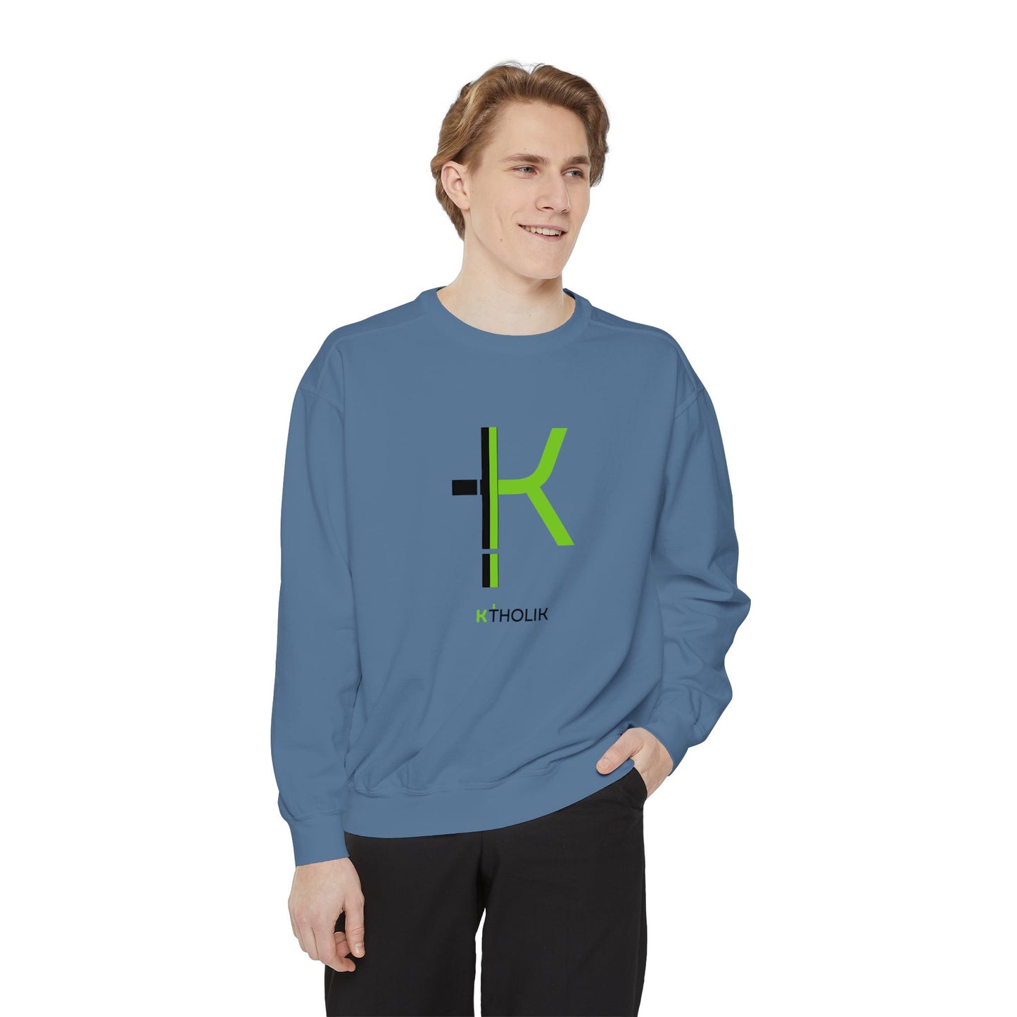 Unisex Garment-Dyed Sweatshirt - Stylish Shield Design