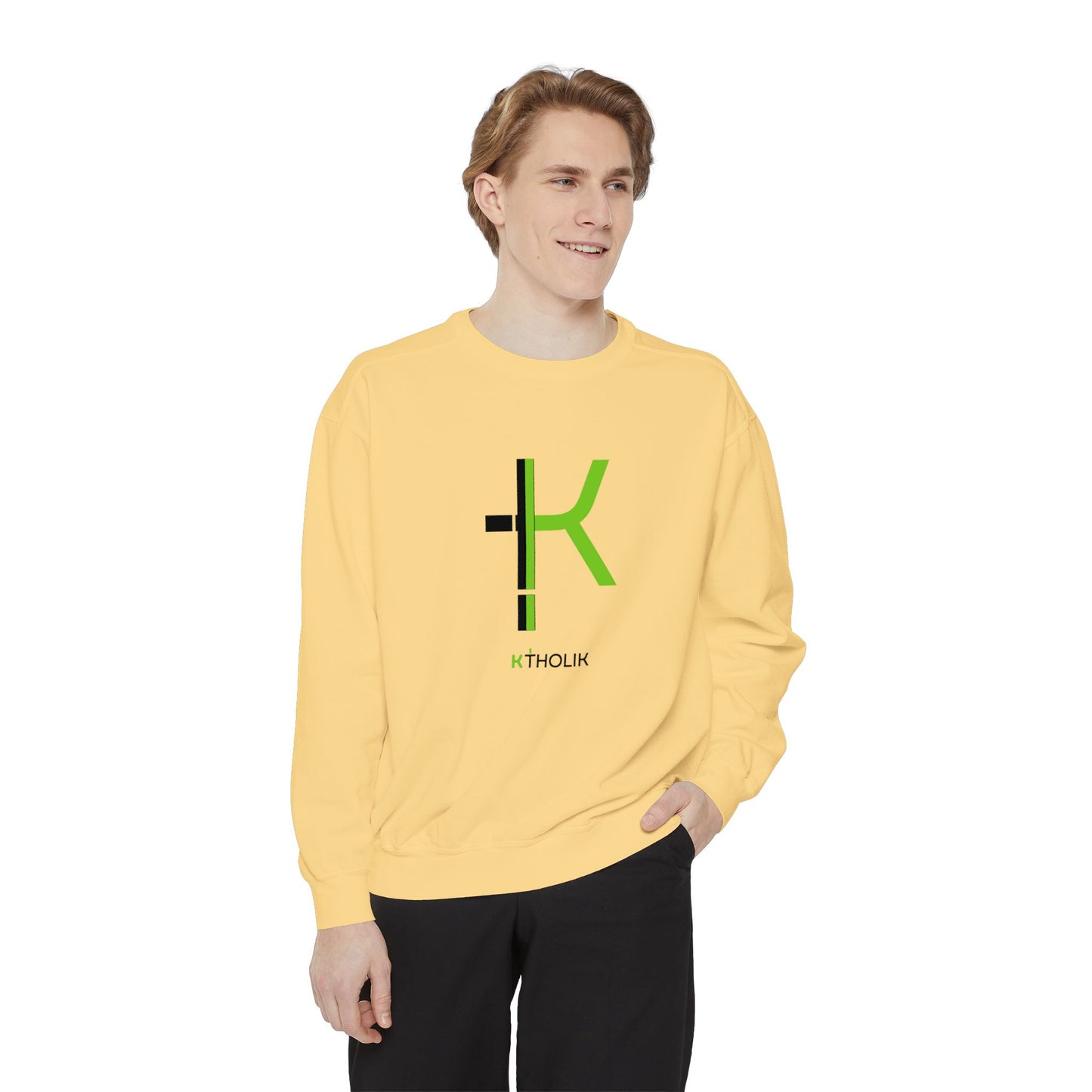 Unisex Garment-Dyed Sweatshirt - Stylish Shield Design