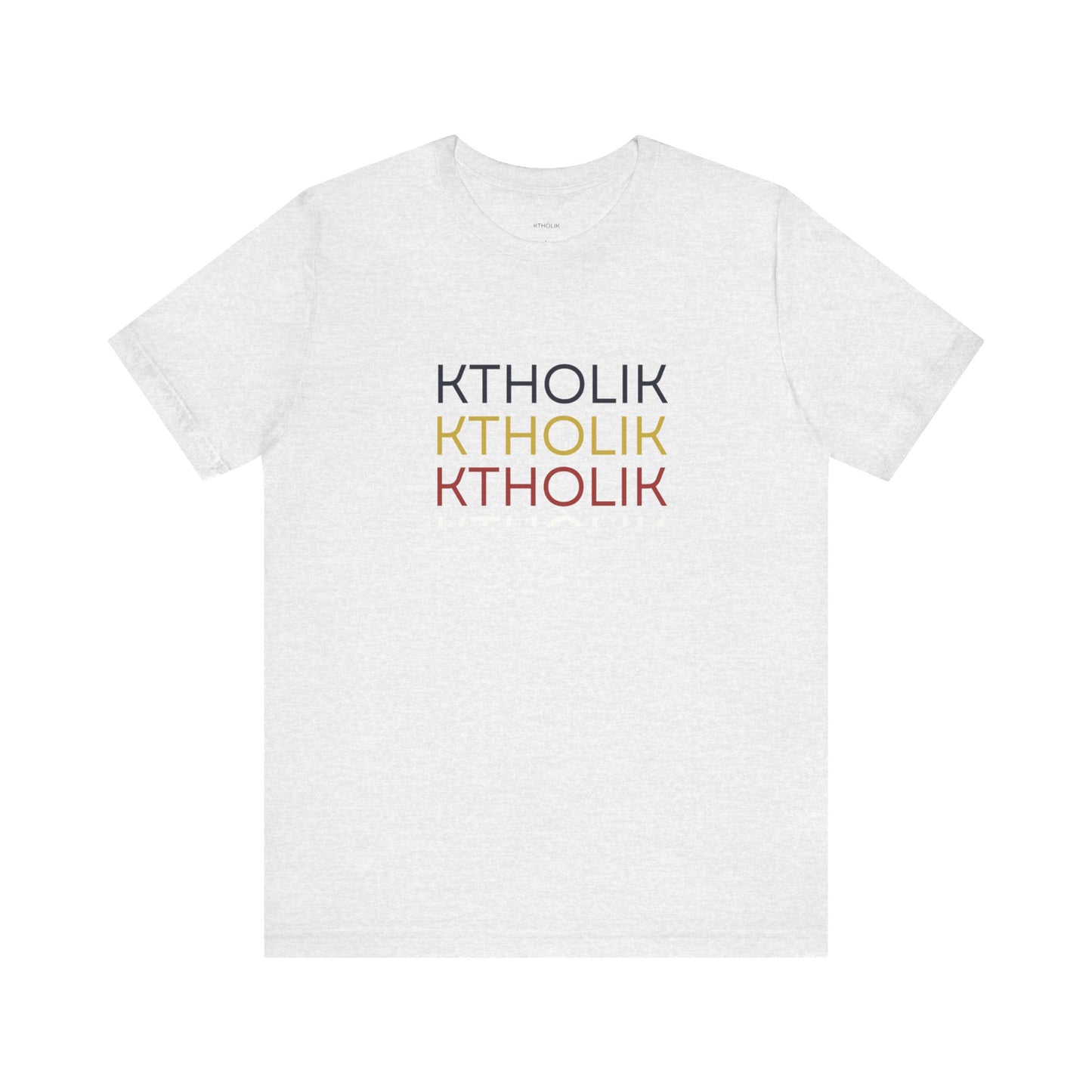 KTHOLIK Unisex Jersey Short Sleeve Tee – Graphic Shield Design for Faith and Style