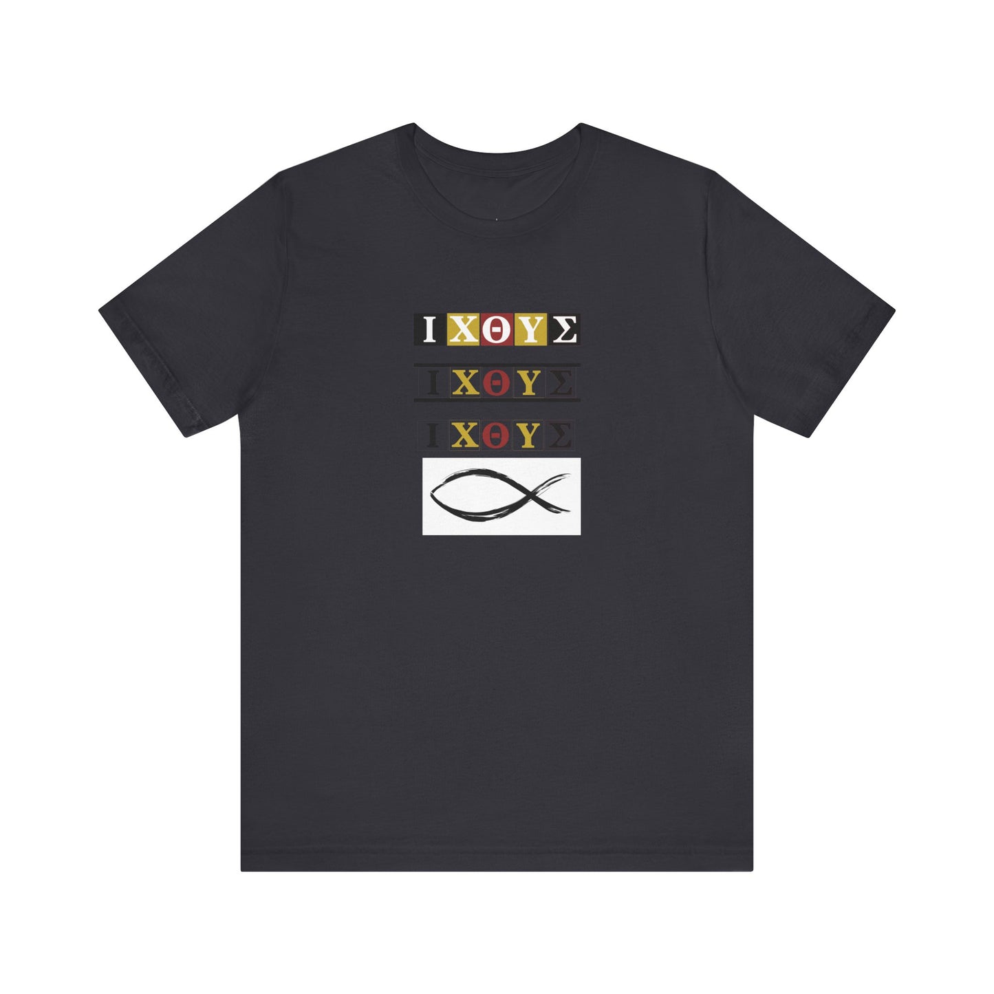 3FISH IXO  Unisex Jersey Short Sleeve Tee – Graphic Shield Design for Faith and Style