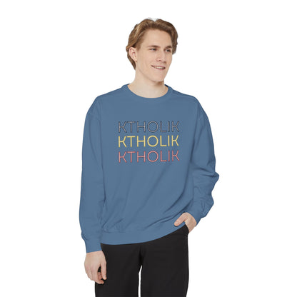 Unisex Garment-Dyed Sweatshirt - Stylish Shield Design