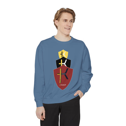 Unisex Garment-Dyed Sweatshirt - Stylish Shield Design