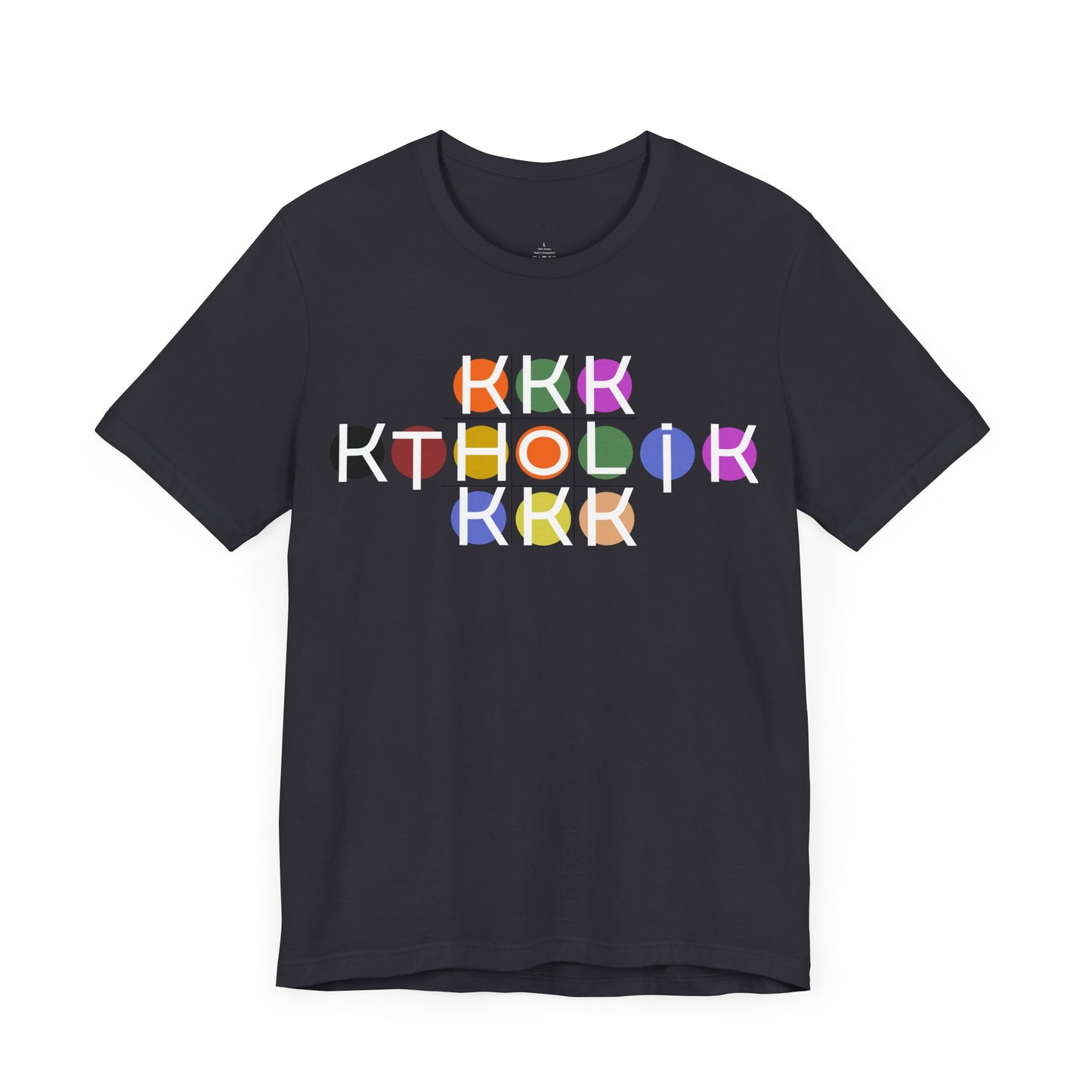 NAME K SPHERES  KTHOLIK Unisex Jersey Short Sleeve Tee – Graphic Shield Design for Faith and Style