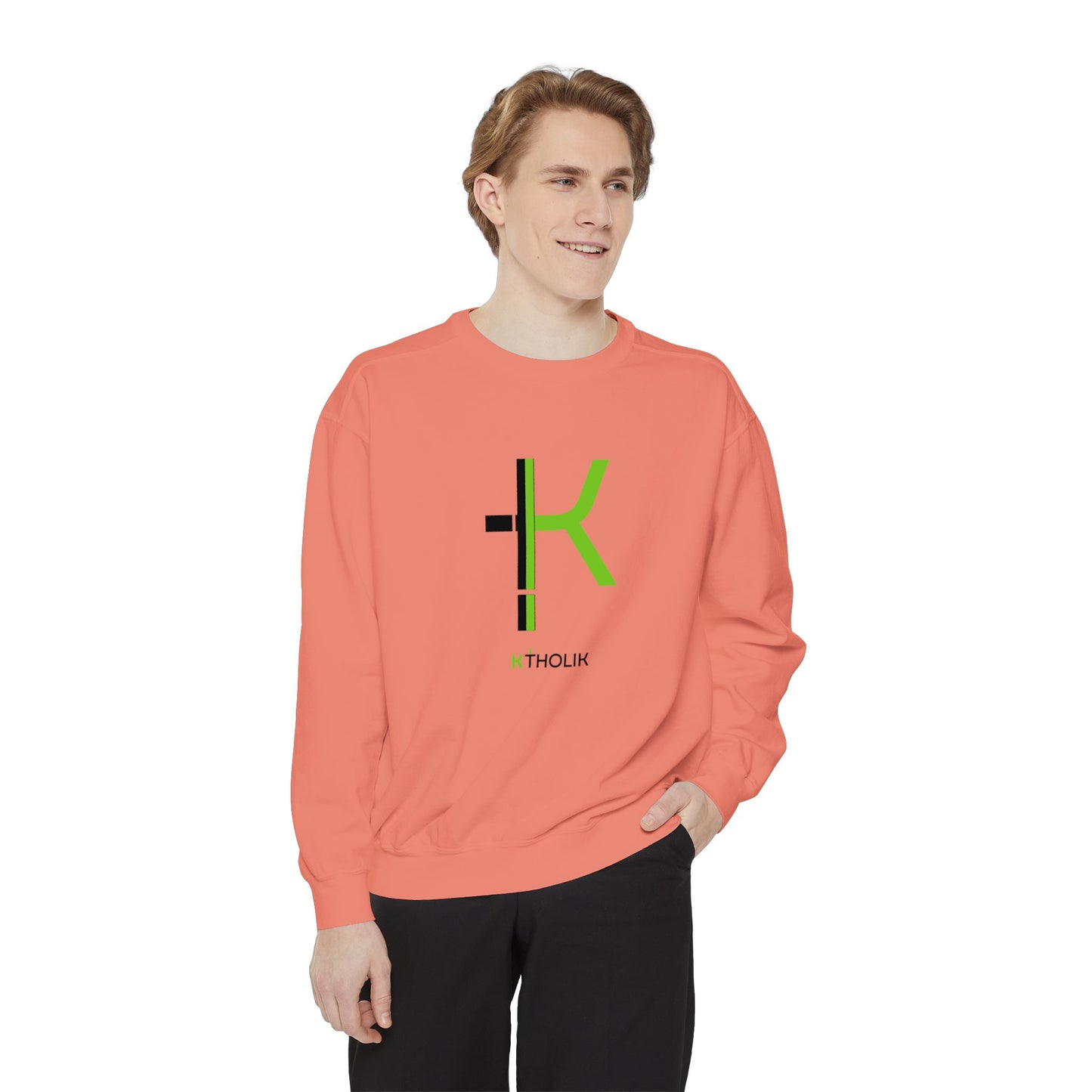 Unisex Garment-Dyed Sweatshirt - Stylish Shield Design