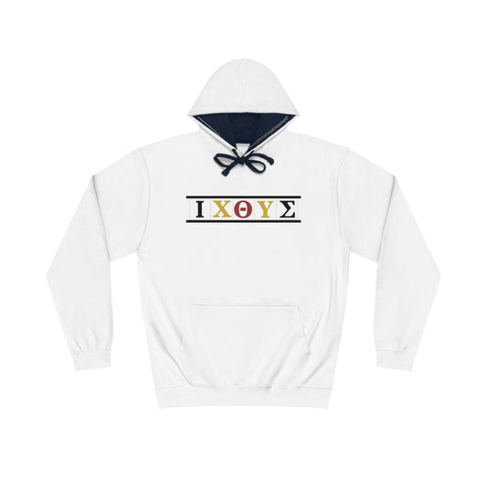 IXO. BlueKKK Unisex Varsity Hoodie with Shield Design - Stylish Comfort for Sports and Casual Wear