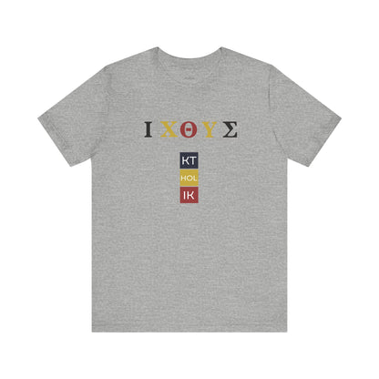 IXO  Unisex Jersey Short Sleeve Tee – Graphic Shield Design for Faith and Style