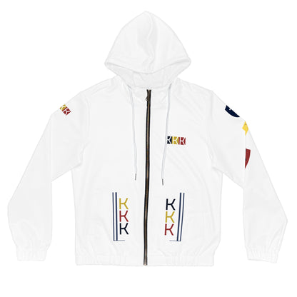 DOUBLE 3K Women's Full-Zip Hoodie with Colorful Shield Emblems - Stylish & Functional Layer for Everyday Wear