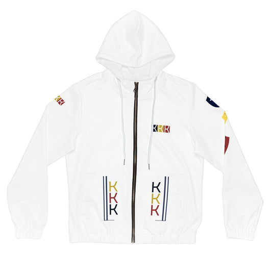 DOUBLE 3K Women's Full-Zip Hoodie with Colorful Shield Emblems - Stylish & Functional Layer for Everyday Wear