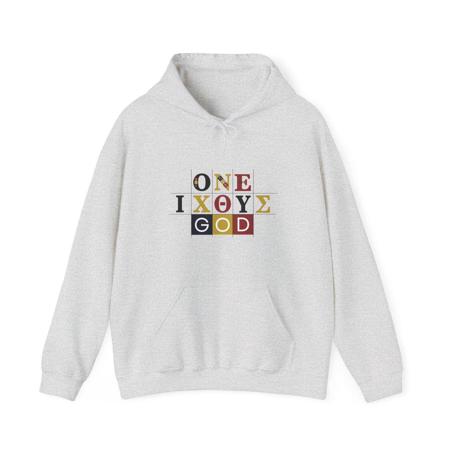 ONE 3 IXO DBA KTHOLIK LETT  Graphic Unisex Heavy Blend™ Hooded Sweatshirt - Casual Cozy Apparel