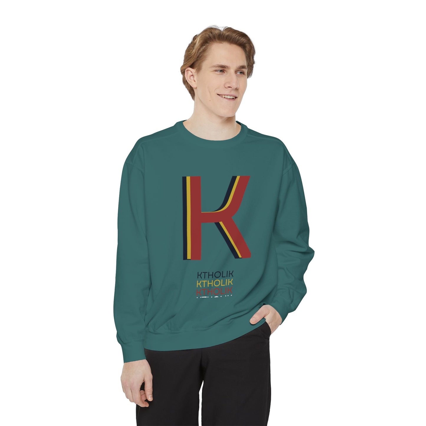 Unisex Garment-Dyed Sweatshirt - Stylish Shield Design