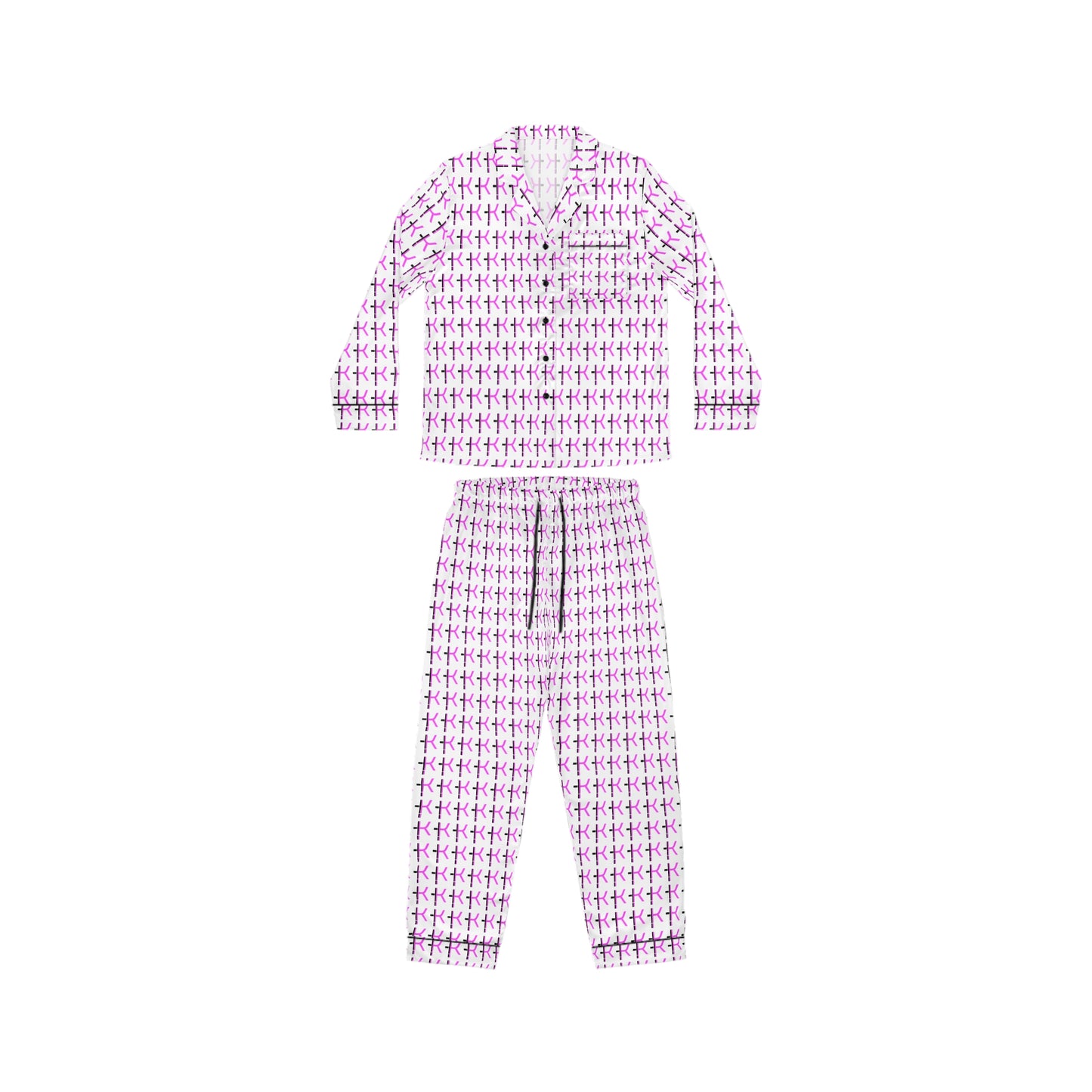 Elegant Women's Satin Pajamas Set - Soft Purple Patterned Sleepwear