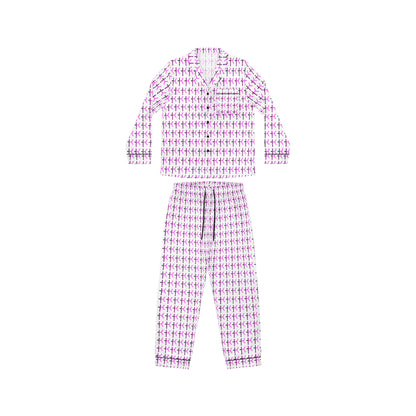 Elegant Women's Satin Pajamas Set - Soft Purple Patterned Sleepwear