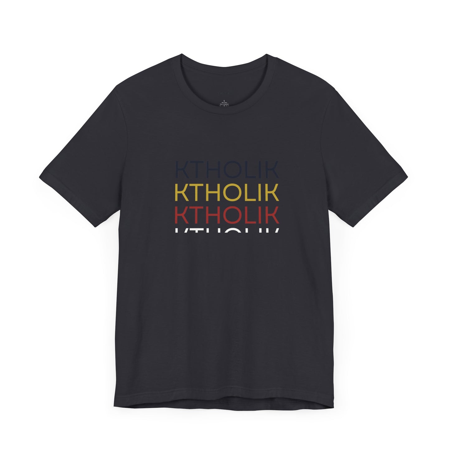 KTHOLIK Unisex Jersey Short Sleeve Tee – Graphic Shield Design for Faith and Style