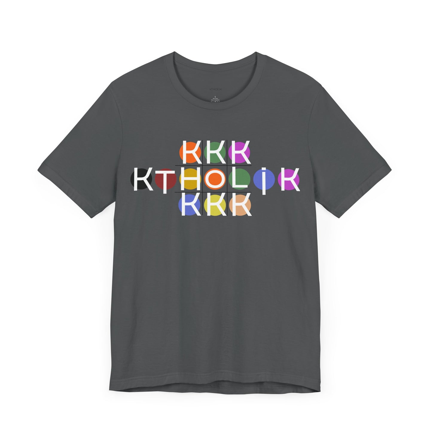 NAME K SPHERES  KTHOLIK Unisex Jersey Short Sleeve Tee – Graphic Shield Design for Faith and Style