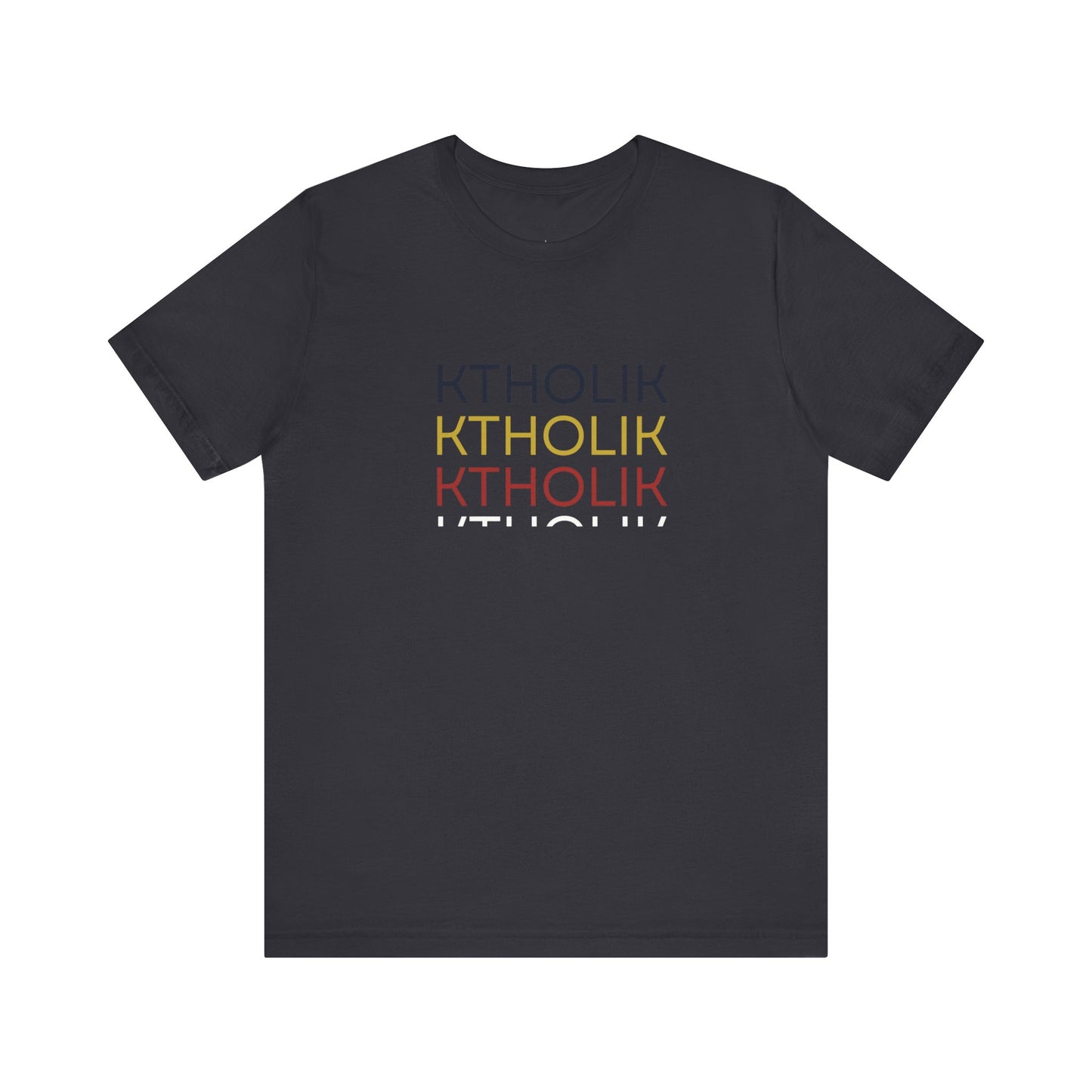 KTHOLIK Unisex Jersey Short Sleeve Tee – Graphic Shield Design for Faith and Style