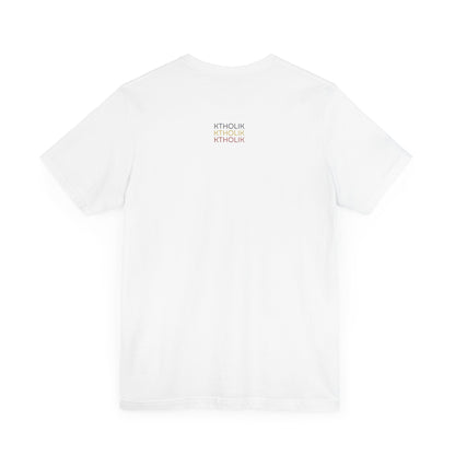 NAME K SPHERES  KTHOLIK Unisex Jersey Short Sleeve Tee – Graphic Shield Design for Faith and Style