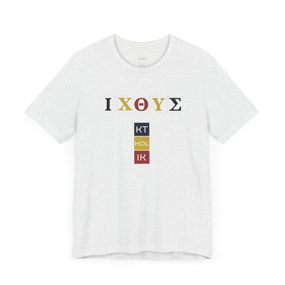 IXO  Unisex Jersey Short Sleeve Tee – Graphic Shield Design for Faith and Style