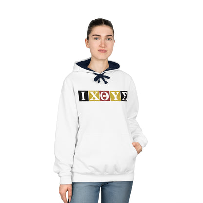 IXO4 Unisex Varsity Hoodie with Shield Design - Stylish Comfort for Sports and Casual Wear