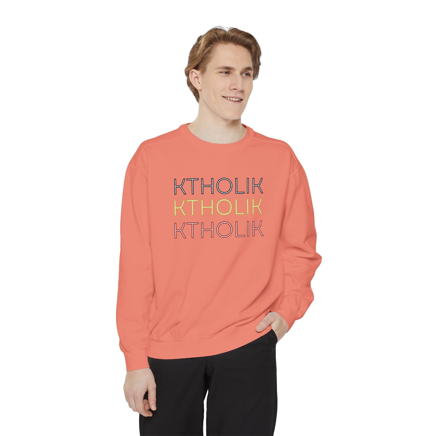 Unisex Garment-Dyed Sweatshirt - Stylish Shield Design