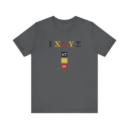 IXO  Unisex Jersey Short Sleeve Tee – Graphic Shield Design for Faith and Style