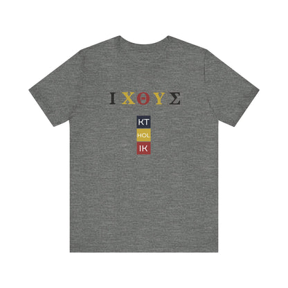 IXO  Unisex Jersey Short Sleeve Tee – Graphic Shield Design for Faith and Style