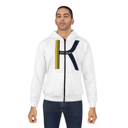 Trendy Unisex Zip Hoodie with 'K' and 'KTHOLIK' Design - Perfect for Everyday Wear